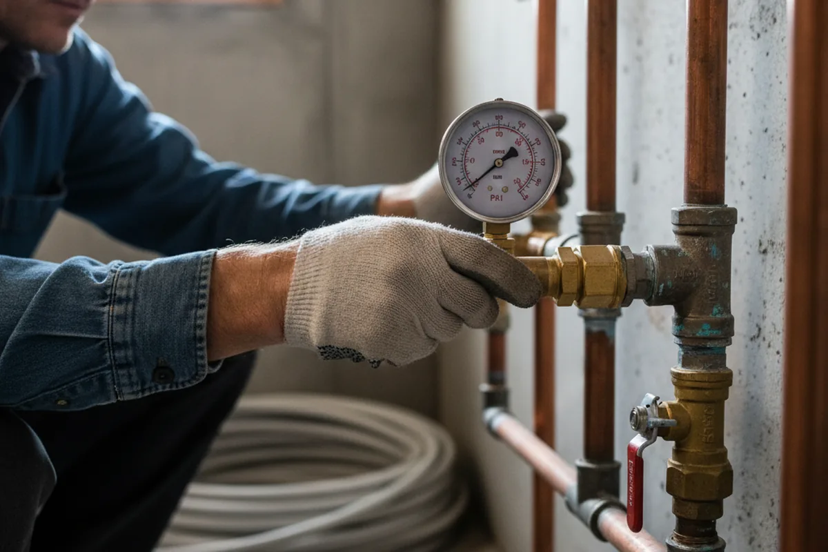 Pressure testing a repaired line during Water Line Repair in Stonington
